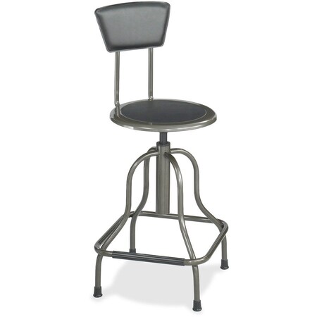 Safco Industrial Stool, Seat Height 22-27", Seat Back 12"x7", Pewter SAF6664
